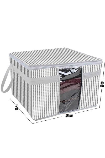 Serstil Windowed Sweater Clothing Storage 45 X 40 X 30 Cm - Gray Rope Pattern