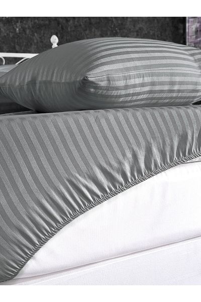 Alena Home Style طقم ملاءات مطاطية مخططة مزدوجة مقاس 180x200 من القطن