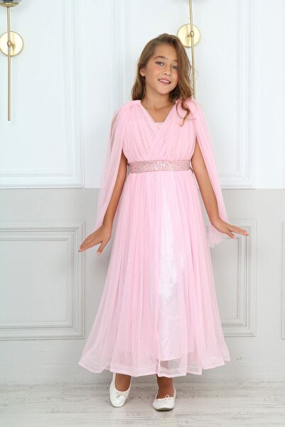 Jannock Kız Çocuk Pul Payet Abiye Düğün Mezuniyet Elbisesi