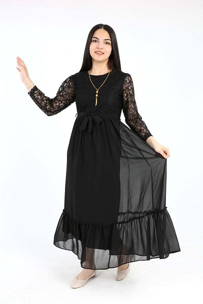 Jannock Costum rochie hijab cu căptușeală brodată pentru fetiță