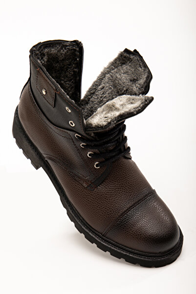 Sanvio Tarzkar Erkek Koyu Kahverengi Günlük Içi Kürklü Soğuk Ve Su Geçirmez Rahat Yarım Bot