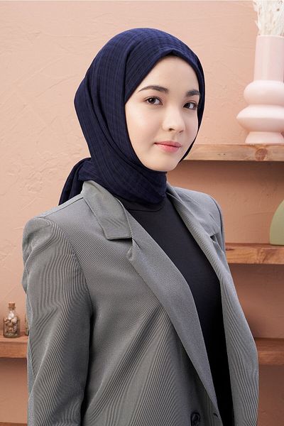 Modakaşmir Misto Cotton Series Shawl Navy Blue