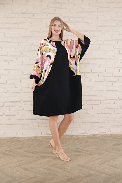 mervemoda rochie tunică de damă cu mânecă scurta lungime midi