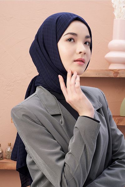 Modakaşmir Misto Cotton Series Shawl Navy Blue