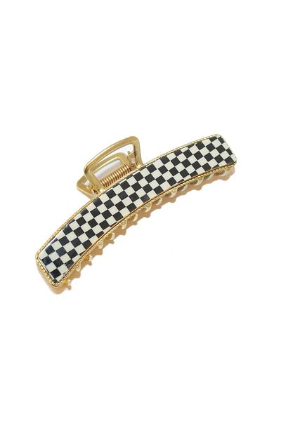 Roberta Lorenz Checkered Metal Latch Buckle Bone Material