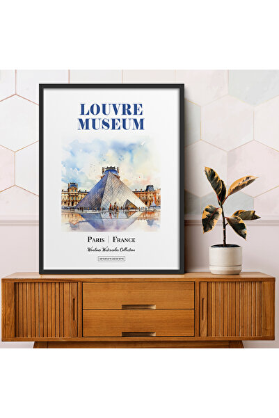 HOMEPACK Single Framed Painting Watercolor Series Louvre Museum Poster Painti...