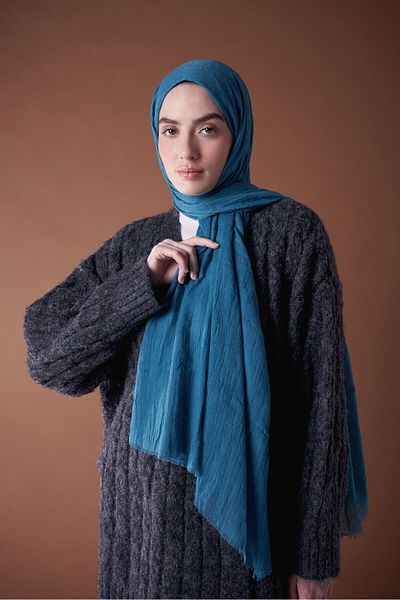 Modakaşmir Seria Bamboo Shawl Petrol deschis