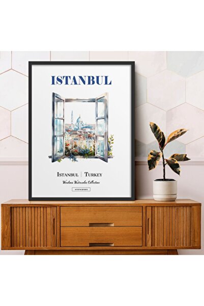 HOMEPACK Single Framed Painting Watercolor Series Istanbul Poster Painting Tk/445