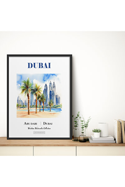 HOMEPACK Single Framed Painting Watercolor Series Dubai, Abu Dhabi Poster Pai...