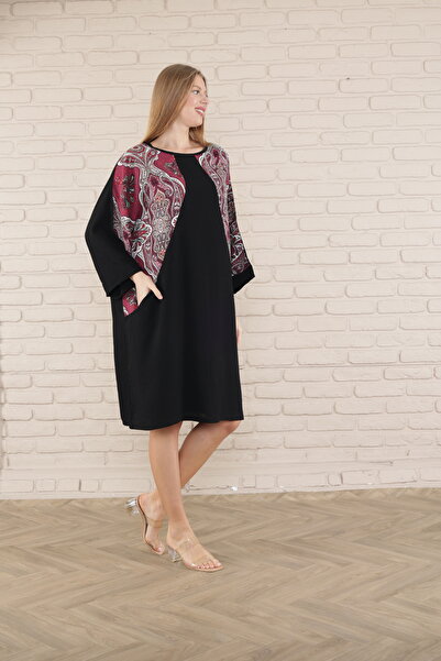 mervemoda rochie tunică de damă cu mânecă scurta lungime midi