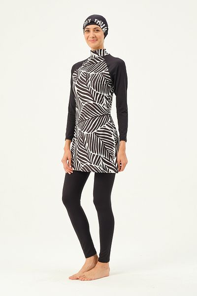 vawensea Women's Patterned Full Covered Lycra Hijab Swimsuit 5051 (Wide Size Range)