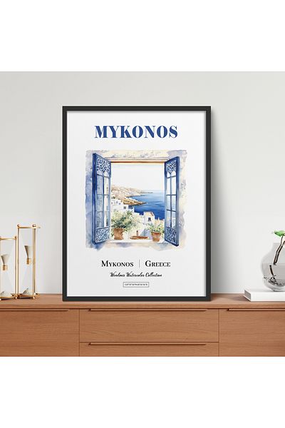 HOMEPACK Pictură cu un singur cadru Seria acuarelă Mykonos Poster Pictură TK/450
