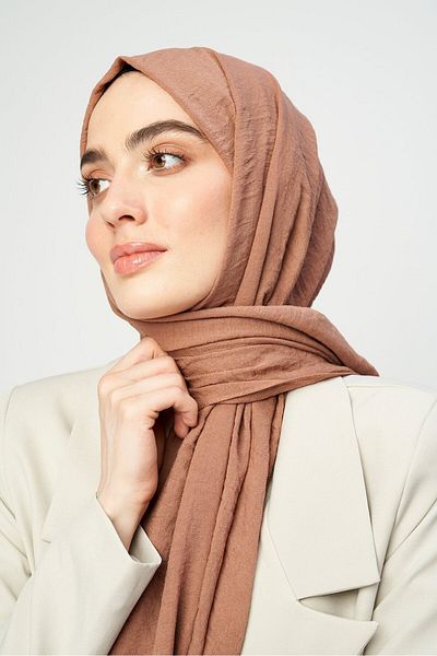 Modakaşmir Kraş Βαμβακερό σάλι Dark Mink