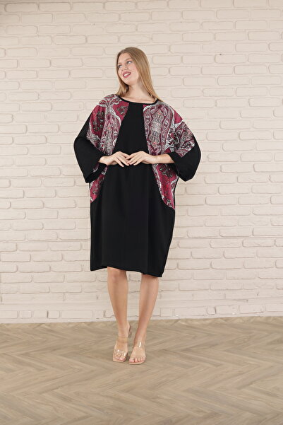 mervemoda rochie tunică de damă cu mânecă scurta lungime midi