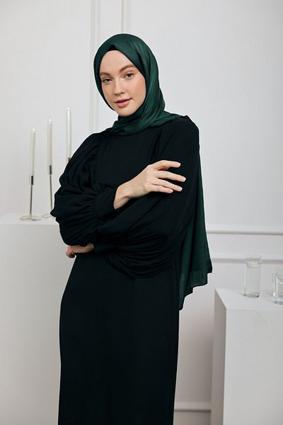 Modakaşmir Devore Satin Series Shawl Sea Green