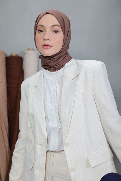 Modakaşmir شال من سلسلة القطن المريح باللون البني الفاتح