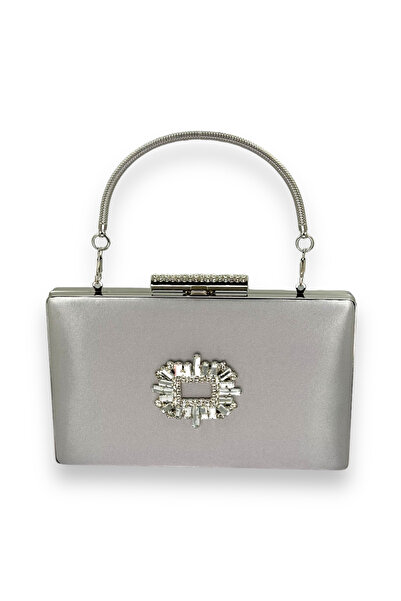 Biçanta Srebrno siva Lame boja satenski kristal Sa kamenčićima večernja halji...