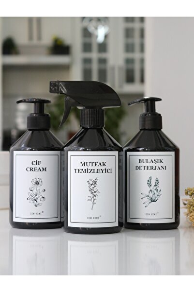 Dem Home 3 lü Siyah Plastik Mutfak Bulaşık Deterjanı-Mutfak Temizleyici-Cif C...