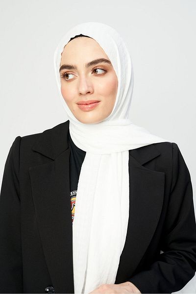 Modakaşmir شال من سلسلة Misto Cotton باللون الأبيض