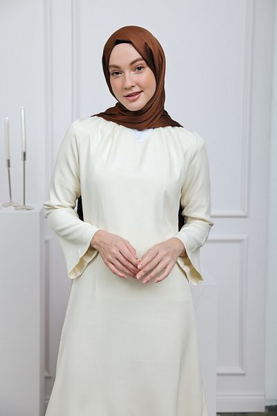 Modakaşmir ديفور سلسلة الساتان شال بني