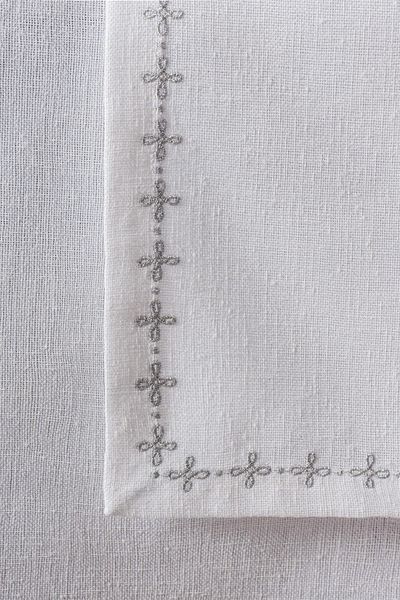 Cotton Box Linen Tablecloth Set Pera White 175x240
