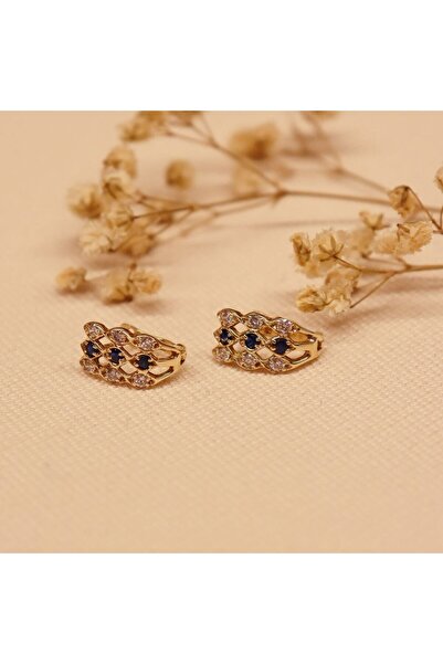 TAHAN MÜCEVHERAT Lacivert Taşlı J Küpe