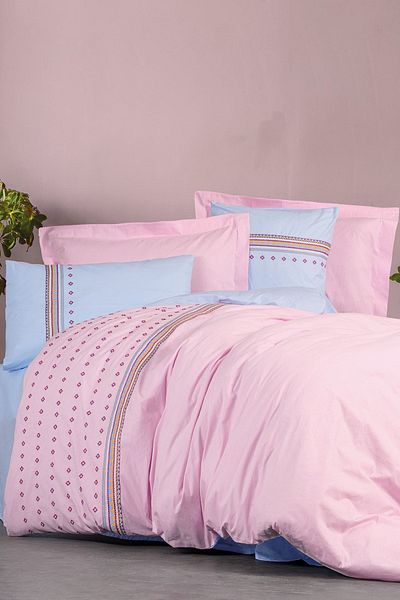 Cotton Box Set cuvertură dublu de pilota Ranforce brodata Tatum Blue