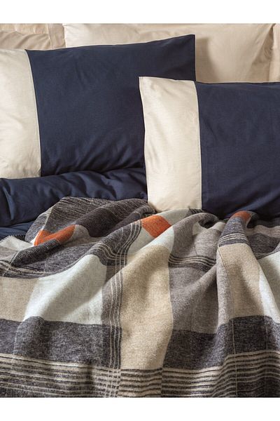 Cotton Box Comfy Cotton Blanket Single Duvet Cover Set Clement Navy Blue