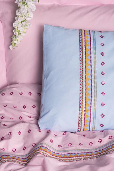 Cotton Box Set cuvertură dublu de pilota Ranforce brodata Tatum Blue