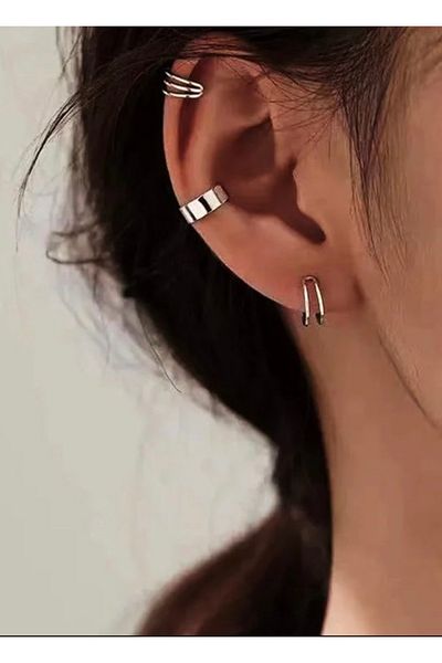 Köstebek Triple Compression Steel Cartilage Earrings Set
