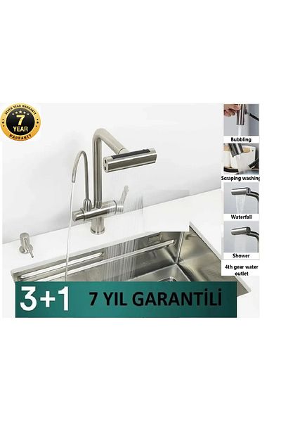 OEM KITCHEN SINK BATTERY PURIFY OUTLET LIQUID SOAP RACK SHOWER WATERFLOWER 4 FUNCTION NICKEL IMPORTED 7 YEARS WARRANTY