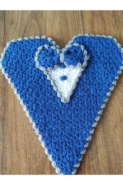 HANIMKIZ Hand Knitted Dowry Heart Groom Washcloth