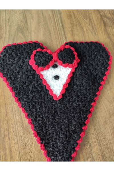 HANIMKIZ Hand Knitted Dowry Heart Groom Washcloth