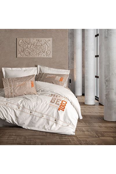 Cotton Box Комплект завивка Ranforce Cool Coffee с двойна бродерия