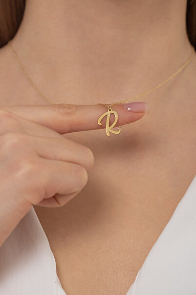 HomSilverjewelry 925 Ayar Gümüş Kişiye Özel Harfli Kalp Tasarımlı Kadın Kolye