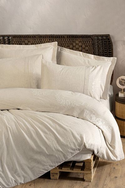 Cotton Box مجموعة غطاء لحاف مزدوج من القطن والكتان فوربس