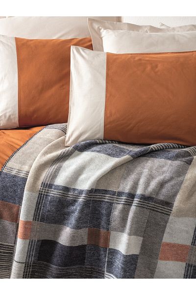 Cotton Box Комплект удобни памучни одеяла с двоен пълнеж за завивка Clement Cinnamon
