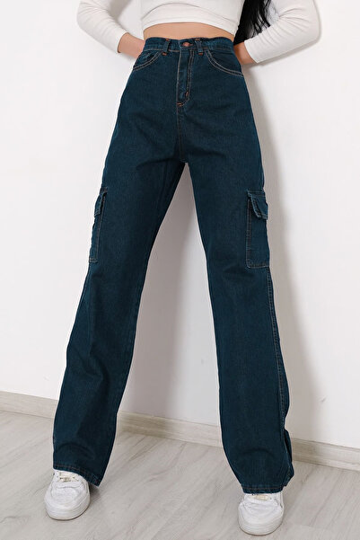 Asortik Kids Жіноча карго кишеня з високою талією з широкою штаниною джинсові...