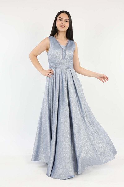 Asortix Rochie de bal de absolvire de noapte argintie pentru fete Aby-1024