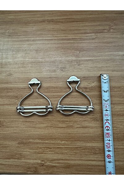 e tuhafiye 2 Adet Kalp Detaylı Metal Çift Sürgü Salopet (bahçıvan) Askı Aparatı
