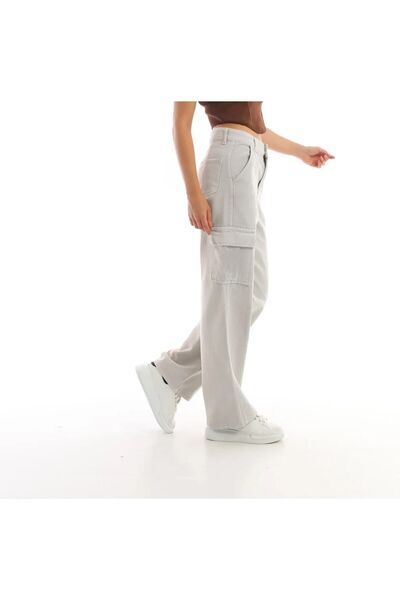 Asortik Kids Girls' Cargo Pocket High Waist Wide Leg Jeans Jeans