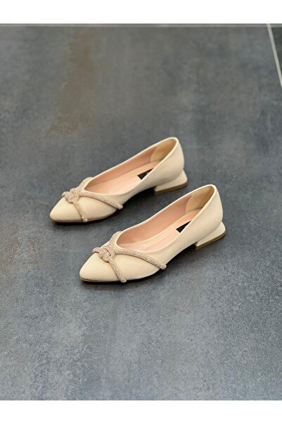 DİVA Diva Cream Satin Stone Γυναικείο Καθημερινό Μπαλαρίνα