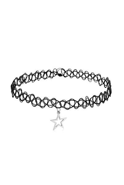 TakıConcept Sol Anahtarı Sallantılı Siyah Choker Boyun Kolye