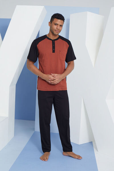 KLY بدلة بيجامة بياقة ميدي