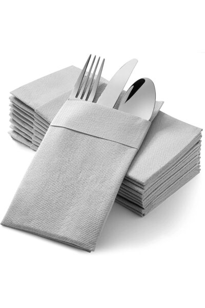 elaia منديل من القماش الرمادي المزخرف لحفلات الزفاف، الذكرى السنوية، عيد المي...