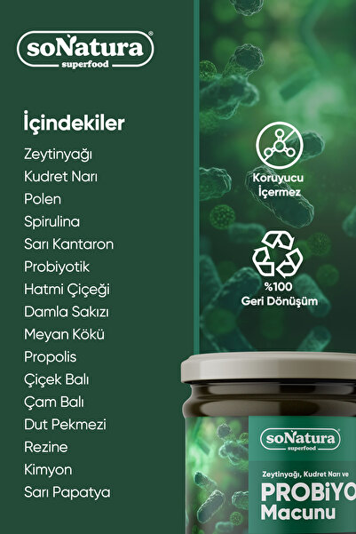 Sonatura Probiyotik Macunu  Zeytinyağı, Kudret Narı, Probiyotik  240 Gr
