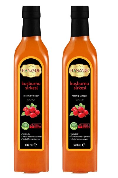 Hanzade Bitkisel Kuşburnu Sirkesi 500 ml X 2 Adet Doğal Fermante Saf Içilebil...