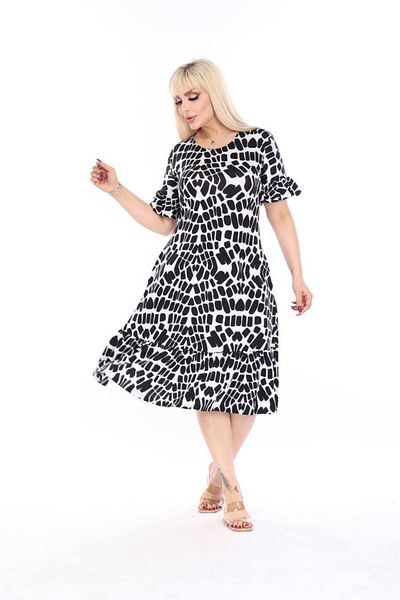 mezura tekstil Plus Size Knee-Length Sleeve And Skirt Ruffle detailed short sleeve Stylish Pocket Viscose Combed Cotton Dress