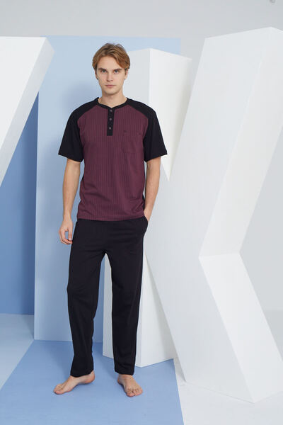 KLY بدلة بيجامة بياقة ميدي