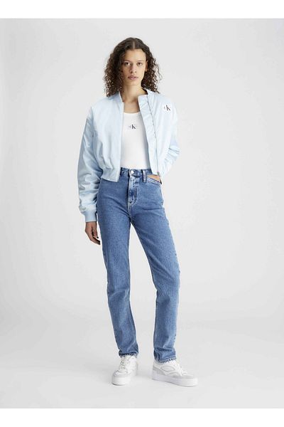 Calvin Klein Džínsy Vysoký pás Rovné nohavice Normálne Svetlomodré Dámske džínsové nohavice J20J 2224331 AA